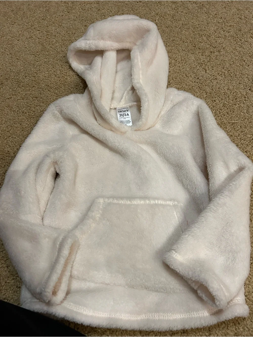 Carter's Plush Hooded Pullover - Soft Blush Size 2t